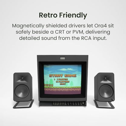 Kanto ORA4 140W Powered Reference Speakers with Bluetooth 5.0 and USB-C Input | 4” Woofers with Deep Bass Extension | Bi-Amplified | 80 Hz Automatic Crossover | Reference Quality Sound | Pair | White - color: White, size: 4" Woofer - 140 Watts