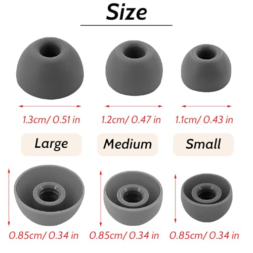 Silicone Tips Replacement Earbuds Tips for Beats Studio Buds/Fit Pro Ear Tips Eartip Fit in The Charging Case Ear Covers, S/M/L, 6 Pairs, Gray - color: Gray