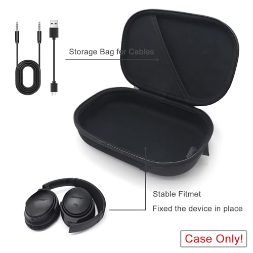 Headphone Headset Hard Case Compatible with Bose QuietComfort QC Ultra QC45 QC35 QC25 QC15 QCSE, Wireless Noise-canceling Headphone case with Cable Storage,Travel Storage Bag