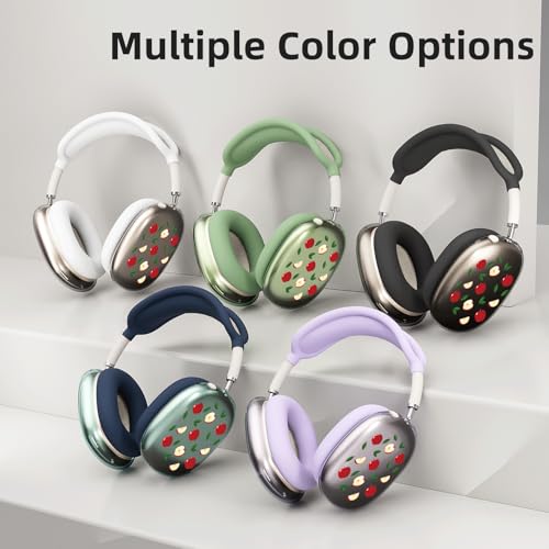 Cute Apple Pattern Clear Case for Airpods Max Headphones Unique Fruit Design Soft TPU Ear Cups Cover Anti-Scratch Silicone Ear Pad Protective Case 53 Headband Cover for Apple Airpods Max - color: Green apple 03