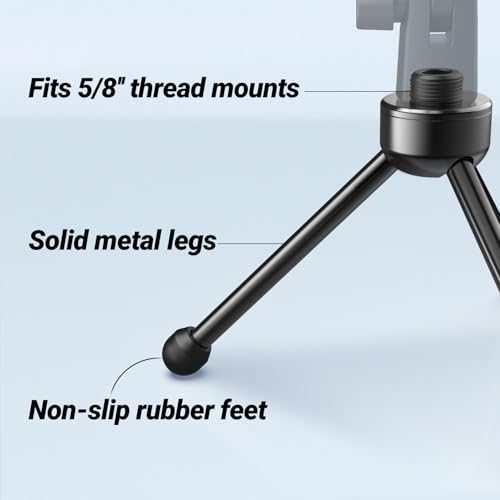 FIFINE DP1 Foldable Desktop Tripod Microphone Stand for Gaming Podcasting | Sturdy Metal Construction with Non-slip Rubber Feet