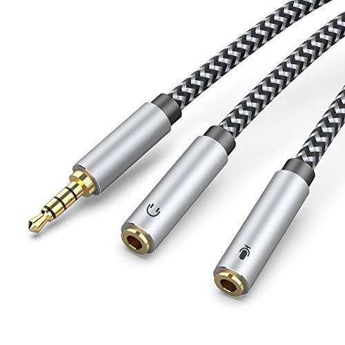 3.5mm Male to Dual 3.5mm Female Headset Splitter with Separate Microphone and Headphone for PC, PS4, Gaming