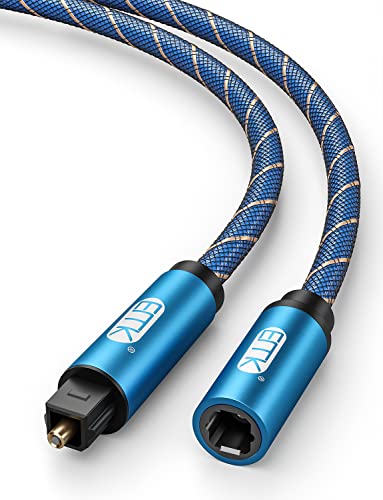 EMK Optical Audio Cable Toslink Male to Female Audio Adapter Cable,Extension Adapter Nylon Braided Cord Compatible for Home Theater, Sound Bar, TV, PS4, Xbox, PlayStation and More,Blue (6.6ft/2m) - size: 6.6ft/2m