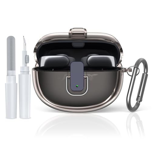 [Secure Lock] TUDIOW for Bose Ultra Open Earbuds Case(2024) | Clear TPU Shockproof Protective Cover for Bose Open Ear Wireless Earbuds Accessories with Cleaning Kit & Keychain(Clear Gray) - color: Clear Grey