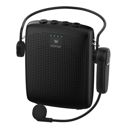 WinBridge Voice Amplifier with Bluetooth, Portable Speaker and Microphone | Wireless Mic Headset Speaker for Teachers, Tour Guide, Public Speaking, Fitness Instructors, Features Mute, 15W WB002 - color: Black