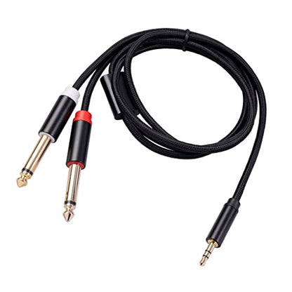 (10FT) 3.5mm TRS to Dual 6.35mm 1/4 TS Mono Breakout Cable Y Splitter Stereo Cord Adapter Compatible with iPhone, iPod, Computer Sound Card, CD Player, Multimedia Speaker, Home Stereo System - color: 10FT