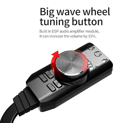 VBESTLIFE 7.1 Surround Sound USB Sound Card, External Audio Adapter with Volume Control & Mic Mute, USB to 3.5mm Jack Converter for PC, Laptop, Headset