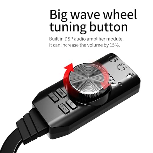 USB Sound Card 7.1 Surround Sound Adapter USB Audio Adapter External Card with Volume Control Mic Mute Game Effects for PC Laptop Desktop