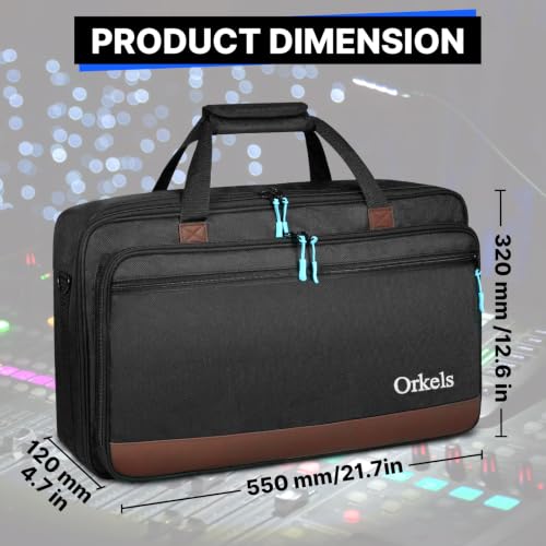 ORKELS DJ Controller Bag, Portable Padded DJ Travel Case with Storage Pocket, Compatible with Pioneer DDJ-400 SB3 SB2 RB FLX4 REV1 DJ2GO2 Party Mix - size: S-20.9''W x 4.1''D x12''W