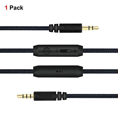 Audio cable with volume control 4.3ft for PS4 Controller, Headphones Black - color: 1 Pack Black, size: 1Pack Black