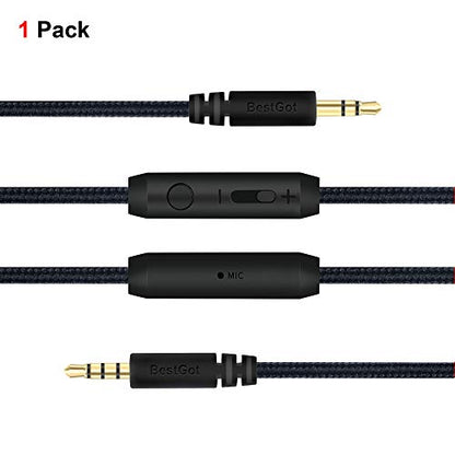 Audio cable with volume control 4.3ft for PS4 Controller, Headphones Black - color: 1 Pack Black, size: 1Pack Black