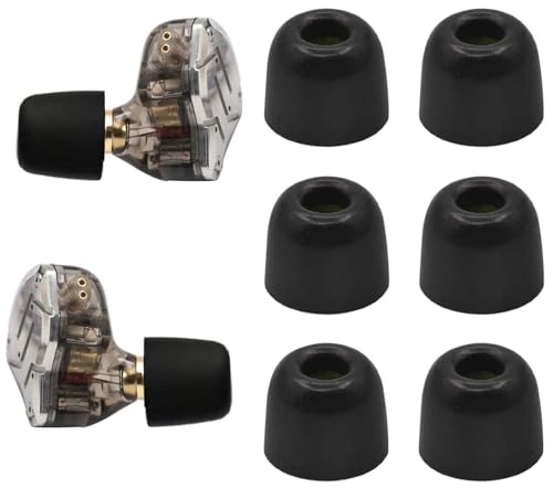 Memory Foam Ear Tips Noise Canceling Foam Eartips Ear Cap Replacement Ear Tip Compatible with KZ ZS10 Pro, Medium Size 3 Pairs,Black 515 M - size: Medium