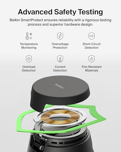 Belkin Qi2.2 25W Magnetic Wireless Charging Station, 3 in 1 Samsung Charger | Fast Charging, MagSafe Compatible, Samsung Galaxy S26, Android Charger, Pixel 10, iPhone 17/16/15, Apple Watch, AirPods - color: Black