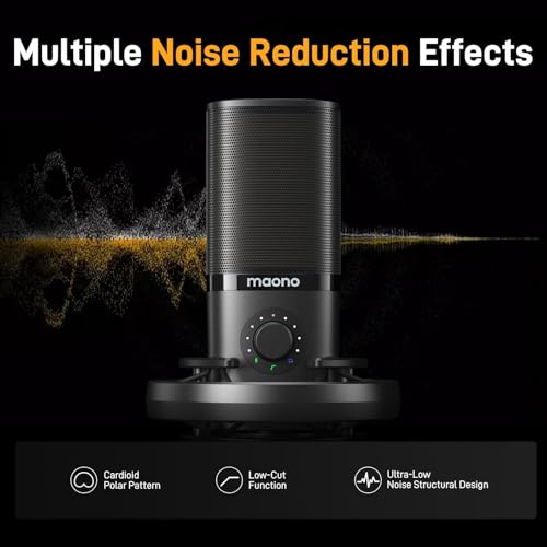 MAONO USB Studio Microphone for Streaming, Recording, Podcasting, Singing | PC Condenser Mic Kit with Shock Mount, Boom Arm, Software, Mute, Gain Knob, Volume Contro, PM450