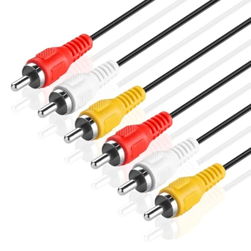 TNP 3 RCA AV Cable, 6 ft Male-to-Male Composite Audio Video Cord for TV | Vcr-To-Tv Cable with Red, White and Yellow Plugs; Double Shielding Helps Reduce Rfi and Emi Interference - size: 6FT