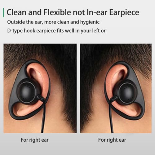 Retevis Walkie Talkie Earpiece, D-Type, 2 Pin, for H777/RT22/RT21/RT68 | PTT, Compatible with Pxton, Baofeng, Kenwood Walkie Talkies, Two Way Radio Earpiece with Mic, Hotels(1 Pack)