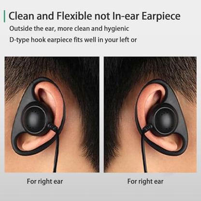 Retevis Walkie Talkie Earpiece, D-Type, 2 Pin, for H777/RT22/RT21/RT68 | PTT, Compatible with Pxton, Baofeng, Kenwood Walkie Talkies, Two Way Radio Earpiece with Mic, Hotels(1 Pack)