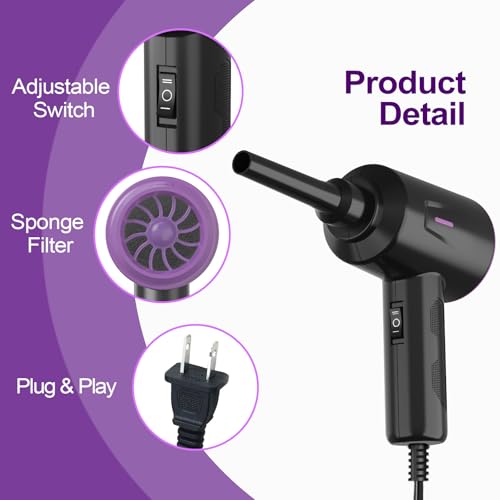 Air Duster - Compressed Air - 5.74 oz High Power Cleaning for Computer - PC - 2 Gear Air Blower (Black Purple) - color: Black Purple