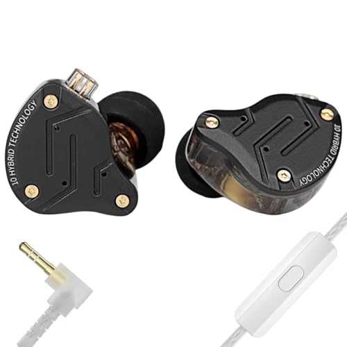 KZ ZS10 PRO in Ear Monitor Headphones, 4BA+1DD 5 Hybrid Driver Gaming Earbuds Wired Earphones, HiFi Clarity Sound Immersive Bass IEMs for Gaming Musician Singer Audiophile(Matte Black with Microphone) - color: Matte Black, style: with mic