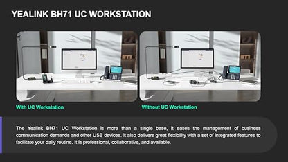 Yealink BH71 Workstation Pro Teams Certified Speaker and On Ear Bluetooth Headset BH71, Dongle, Charging Case, for Video/Mobile Phone Calls, Compatible with Zoom, UC Meet, Gold Support Plan, 1208654
