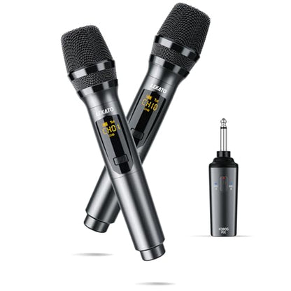 LEKATO Wireless Microphone Rechargeable Wireless Microphones with Receiver Dual Handheld Microphone System Dynamic MIC for Singing, Speech, Wedding, Church,Speaker, PA System(K380S) | Rechargeable dynamic microphones for singing, speech, weddings, churche
