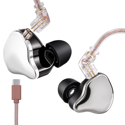 USB C Wired Earbuds IEM Headphones with Mic, HiFi Loud Earphones | detachable cable, loud, comfort, secure fit, noise cancelling, clear calls, durable, sport, running, for phone laptop tablet