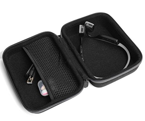Protective case for Shokz openrun, openrun pro, openrun Mini, openmove, opencomm, Aftershokz Aeropex, OpenMove, Trekz, Trekz Mini, Trekz Air, Bluez 2, 2S; - color: Black with gray zip