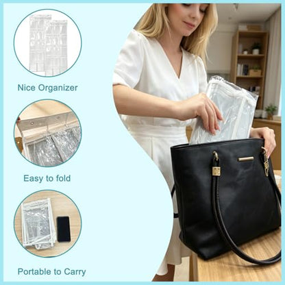 2 Pack Clear PVC Classroom Headphone Storage Organizer - 30 Pocket Over-the-Door Hanging Holder Bag for Headphones/Cell Phones, Includes 62 Labels