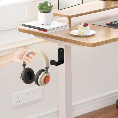Wall Mount Headphone Stand - 2 Pack with Adhesive & Screws, Dual Installation Hook Holder, Non-Slip Rubber Pad for Gaming Headsets, Desk or Wall Organization Accessories - size: Basic