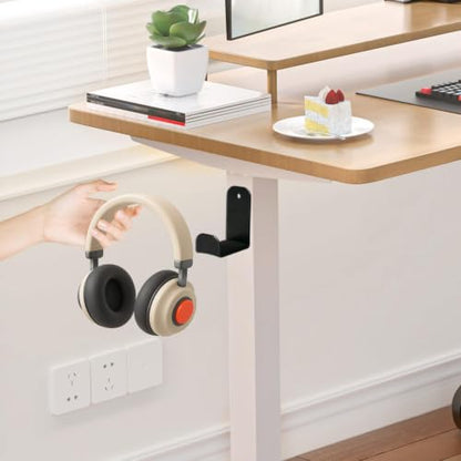 Wall Mount Headphone Stand - 2 Pack with Adhesive & Screws, Dual Installation Hook Holder, Non-Slip Rubber Pad for Gaming Headsets, Desk or Wall Organization Accessories - size: Basic
