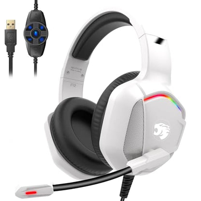 IMYB A36 Gaming Headset with Mic Stereo Headphones for Pc, PS5, Xbox | RGB Wired Over-Ear Noise Cancelling for Xbox Series X/S, PS4, Nintendo Switch, Computer, Laptop, Mac - color: ivory