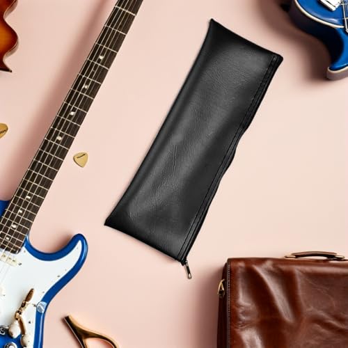 VOSAREA 6pcs Portable Microphone Protective Case Pu Material with Zipper, Soft Interior Padding for Handheld and Microphones, Carry Storage Bag for Performances and Outdoor Use Black