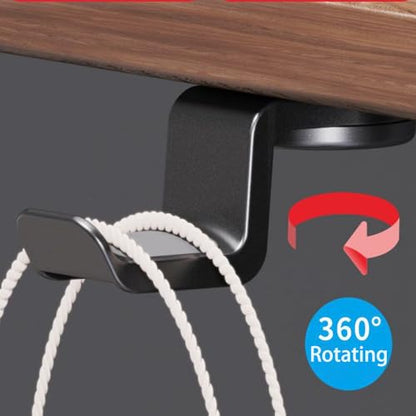 Headphone Hook Under Desk Holder Hanger Nylon 360° Rotating Adjustable Lightweight Students' Desk Hook Mount for Desk & Table Bag Backpack Headset Hook with 50lb Capacity (Screw Fixation)