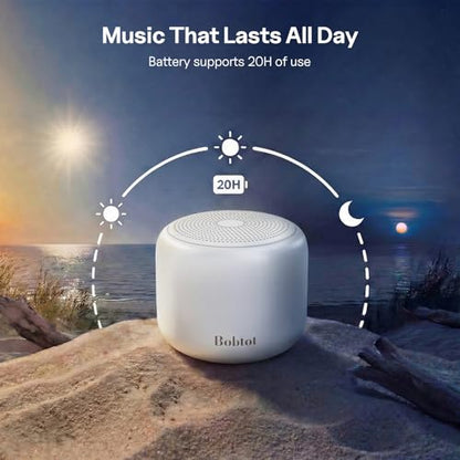 Bobtot Portable Bluetooth Speakers with Strap Easy to Carry | Wireless IPX5 Waterproof with Loud Stereo Sound, 20 Hours Playtime, Rechargeable Battery, Built-in Microphone, White - color: White