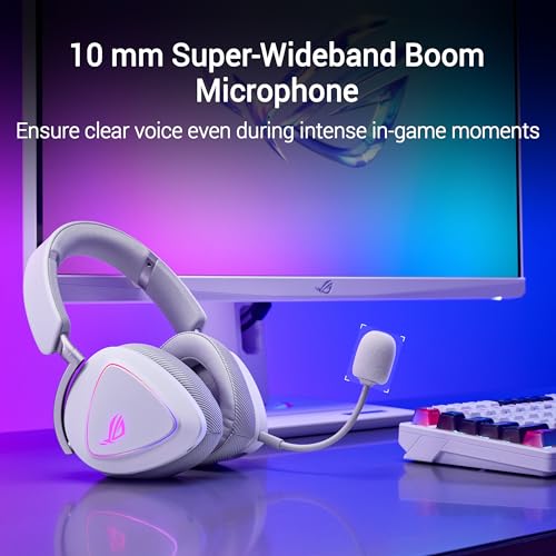 ASUS ROG Delta II Wireless Gaming Headset with Detachable Mic – Tri-Mode (BT, 2.4GHz, 3.5mm), 50mm Titanium-Plated Drivers, 110Hr Battery, Lightweight, for PC, PS5, PS4, Xbox, Switch, Mobile - White - color: White