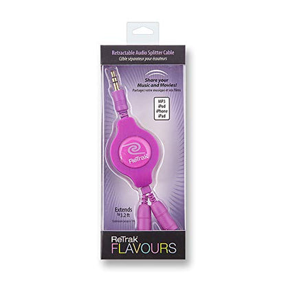 ReTrak Retractable Headphones Splitter, Purple ( ETCABLESPLRL) - color: Purple