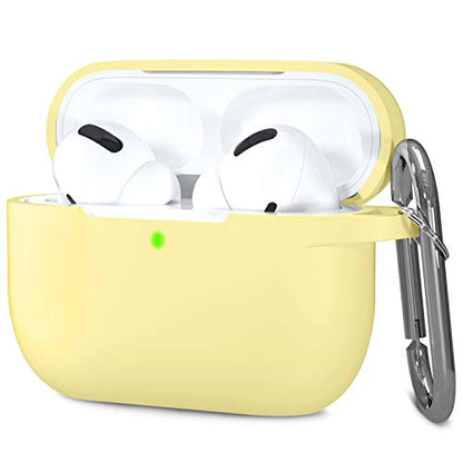Hamile Compatible with AirPods Pro Case Protective Silicone Airpod Case Shockproof Cover Skin for Apple Airpod Pro 2019 Charging Case, with Keychain, Milk Yellow - color: Milk Yellow