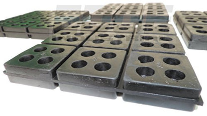 HEAVY DUTY ANTI VIBRATION ISOLATION PADS 6" X 6" X 3/4" ALL RUBBER WAFFLE TYPE, QUANTITY 4