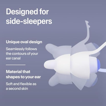 Alpine SleepDeep Reusable Earplugs for Sleeping | Earbuds for Side Sleepers | Medium 27dB SNR Soft Ear Plugs For Noise Reduction|Silicone-Free| Ear Protection |Travel Essentials Airplane Essentials - style: M
