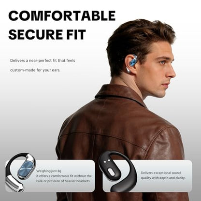 Open-Ear Headphones，360° Rotating Charging Case, Ergonomic Earhook | Bluetooth 6.0, IPX5, 60H Playtime, ENC Call Noise Reduction, Superior Sound Quality, Stable Fit for Commute & Workout
