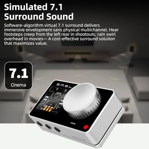 SMSL Nano ONE Pro External Sound Card, Hi-Fi DSP Chip,Virtual 7.1 Surround Sound, for Windows/Mac/Phone/Live Stream/Game,3.5mm Headphone Output, Mic in, Plug and Play Driverless (Silver) - color: silver