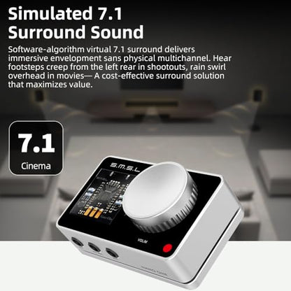 SMSL Nano ONE Pro External Sound Card, Hi-Fi DSP Chip,Virtual 7.1 Surround Sound, for Windows/Mac/Phone/Live Stream/Game,3.5mm Headphone Output, Mic in, Plug and Play Driverless (Silver) - color: silver