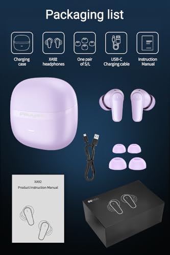 Piluyaa Wireless Earbuds Bluetooth Headphones ANC+ENC Ear Buds with Mic | LED Digital Display Charging Case, IPX7 Waterproof, HIFI Deep Bass Stereo, in-Ear Earphone for iPhone Andriod -Purple - color: Purple