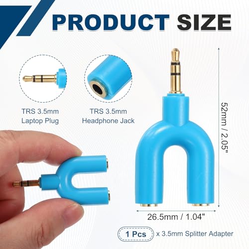MECCANIXITY Headphone Splitter Adapter, 3.5mm Male to Dual Female Y Jack Aux Splitter for Phone Headset PS4 Switch Tablets, Blue - color: Blue