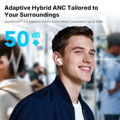 EarFun Air Pro 4+ Adaptive Noise Cancelling Wireless Earbuds, Dual Drivers | Qualcomm aptX Lossless, Translation Earbuds, Snapdragon Sound, 6 Mics AI Calls, Hi-Res Sound, LDAC, Bluetooth 6.0, 54H, White - color: White