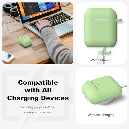 for AirPods 2nd/1st Case Silicone Cover, Avocado | Compatible with Apple AirPods 2nd/1st (2019/2016) Generation with Keychain & Cleaner Kit, Wireless Charging Compatible - color: E1-Avocado
