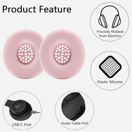 Silicone Earpads Cover for Beats Solo 4 & Solo 3 Wireless Headphones - Pink | Sweatproof Washable Protective Ear Pad Covers, Anti-Slip Skin Case Replacement Accessories for Beats Solo2 - color: Pink