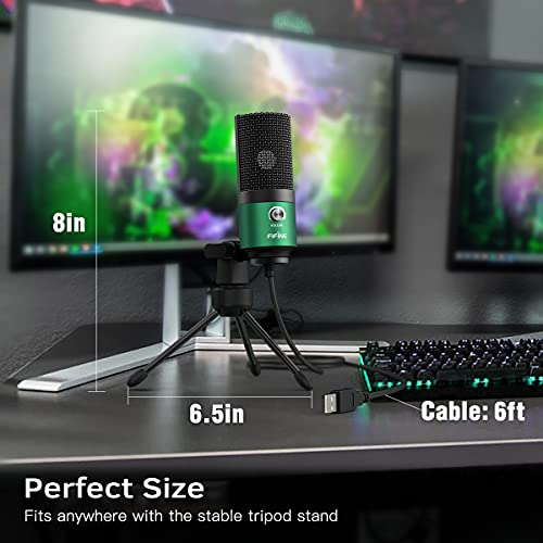 FIFINE Recording Microphone and Gaming Mic, USB PC Computer Microphone with Gain Control for Streaming, Broadcast, Voice Over,YouTube Video, Home Studio, Plug & Play-Blue/Green (K669L+K669G)