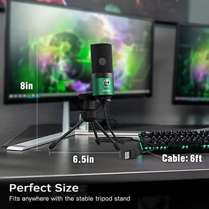 FIFINE Recording Microphone and Gaming Mic, USB PC Computer Microphone with Gain Control for Streaming, Broadcast, Voice Over,YouTube Video, Home Studio, Plug & Play-Blue/Green (K669L+K669G)