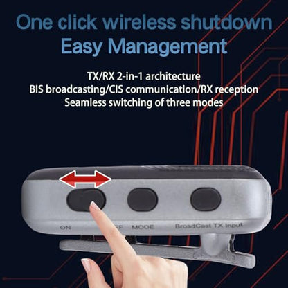 Bluetooth Receiver, Bluetooth Broadcast Function, Low Latency Wireless Sound Adapter One to Many, with 3.5mm Sound Cable & 6.35mm Plug Adapter, Multi Purpose Broadcast Transmit